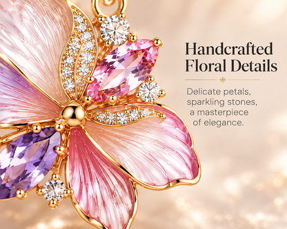 Floral Crystal Drop Earrings – Elegant Butterfly Blossom Gemstone Earrings