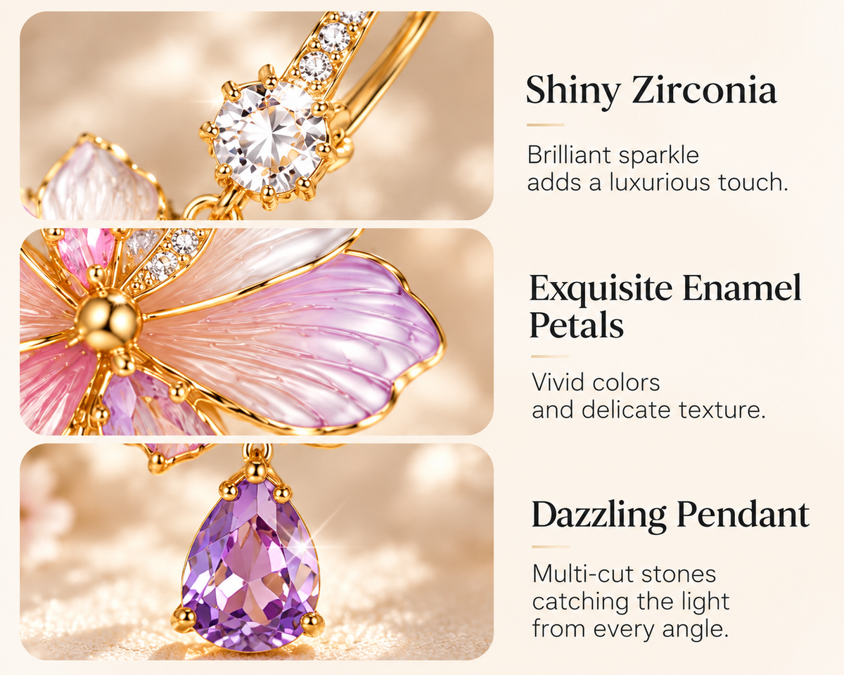 Floral Crystal Drop Earrings – Elegant Butterfly Blossom Gemstone Earrings